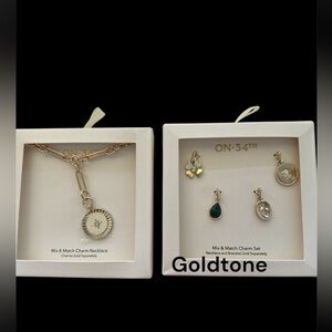 Trendy Goldtone Necklace And Set Of Charms Bundle Of 2 Jewelries BNWT